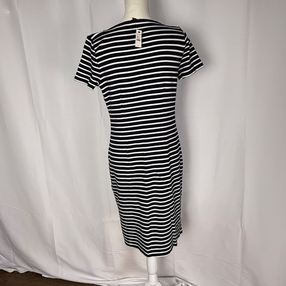 Talbots Women's Embroidered Yoke Shift Dress, Navy/White Stripe, NWT Size S - Picture 5 of 9